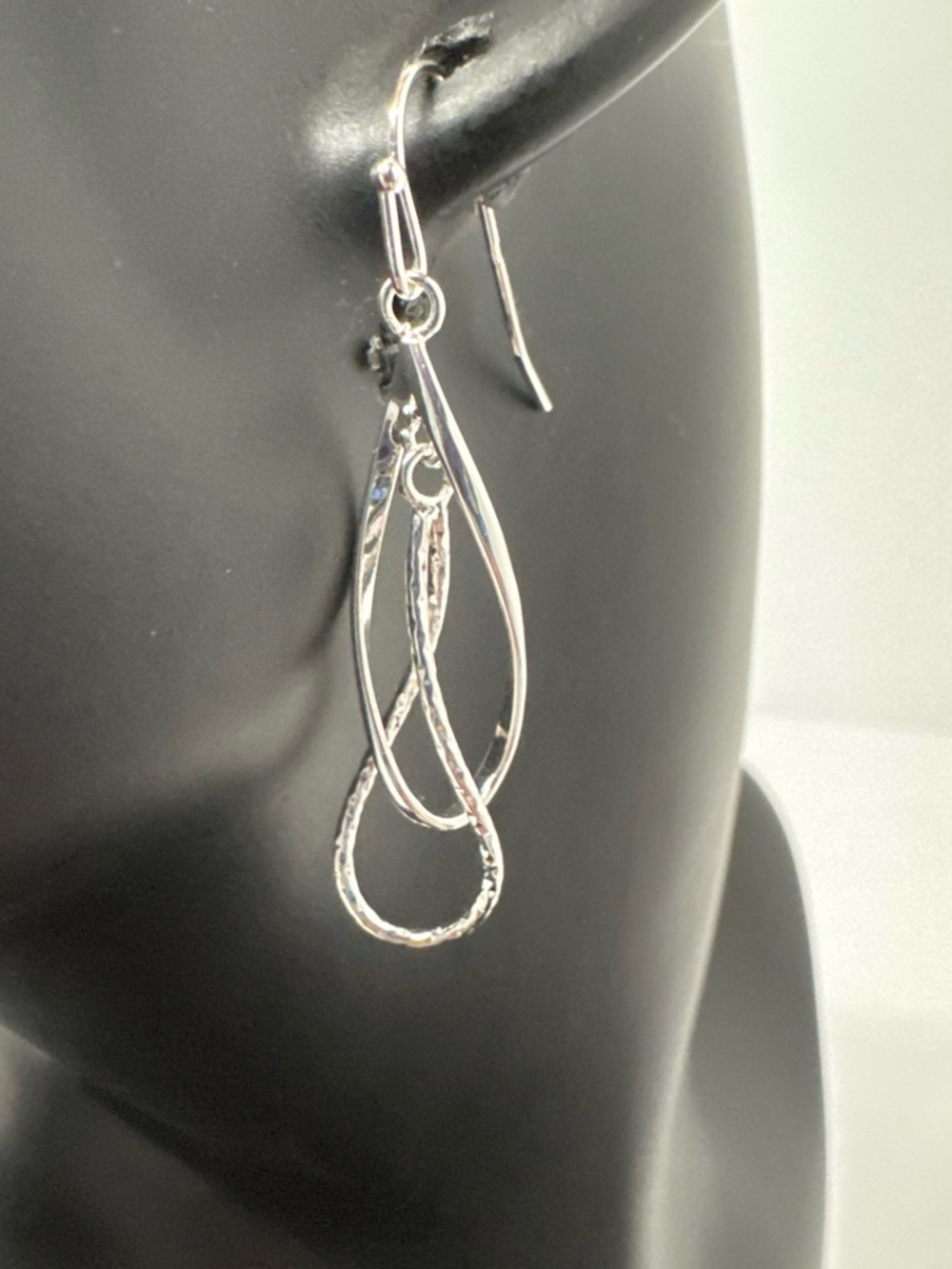 Sterling Silver Twisted Drop Earrings - Elegant Silver Loop Design